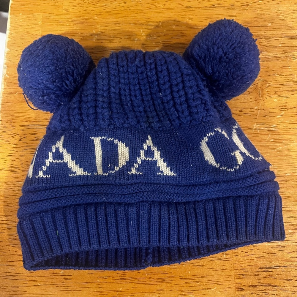 Canada Goose Navy Knit Hat with Pom-Poms
